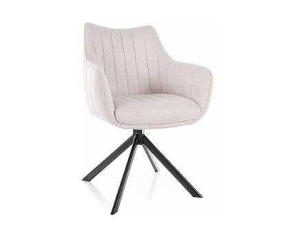 Scaun tapitat AZALIA BREGO rotativ, material textil cream 61x58xH86cm, picioare negre