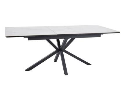 Masa extensibila LOGAN CERAMIC WHITE din MDF si ceramica alba, metal negru 160-200x90xH75cm