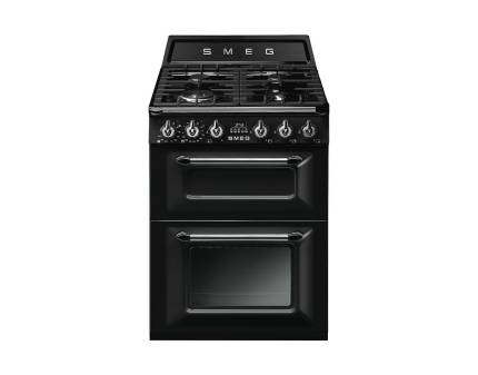 Aragaz mixt Smeg Victoria TR62BL, negru, 60 cm latime, retro