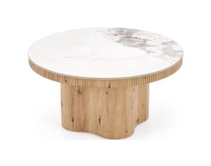 Masuta MAGNUM din MDF sinterizat furniruit cu efect de marmura alba/ lemn 80xH41cm