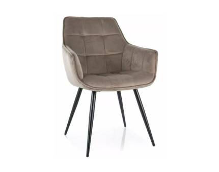 Scaun tapitat LILIA VELVET catifea beige 59x61xH90cm, picioare negre