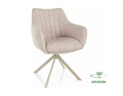 Scaun tapitat AZALIA LEO rotativ, material textil light beige 61x58xH86cm, picioare casmir