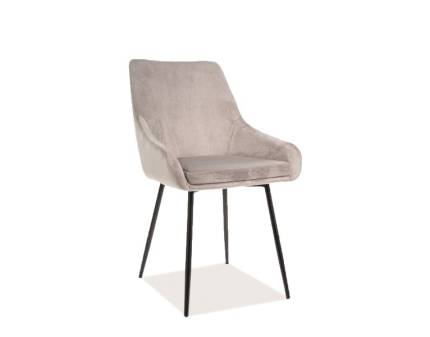 Set 4 scaune tapitate ALBI VELVET catifea light grey39x45xH83cm, picioare negre