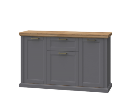 Comoda cu 3 usi si 1 sertar TARA GREY 167x102x48cm grafit mat/ nuc Pacific