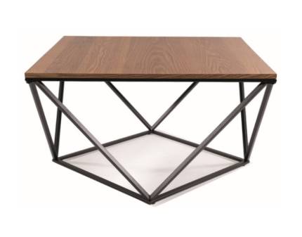 Masuta SILVER A NUC din MDF si furnir nuc, metal negru 80x80xH45cm