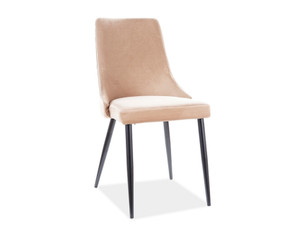 Scaun tapitat PIANO B VELVET catifea beige 47x59xH93cm, picioare negre