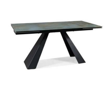 Masa extensibila SALVADORE CERAMIC OSSIDO VERDE din ceramica cu efect de marmura Ossido Verde, metal negru 160-240x90xH77cm