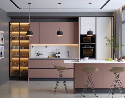 Bucatarie INTEMPO PEPPER WHITE - DUSTY ROSE