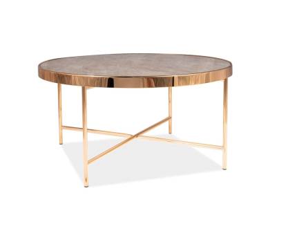 Masuta FORTUNA B din sticla cu efect de marmura, metal auriu 82xH40cm