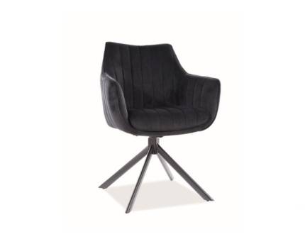 Scaun tapitat AZALIA VELVET rotativ, catifea black 61x58xH86cm, picioare negre