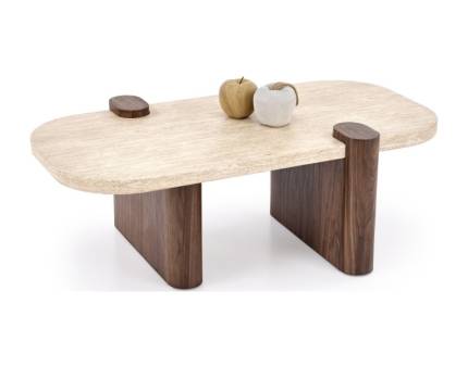 Masuta CANOA din MDF furniruit travertin/ nuc 120x70xH41cm