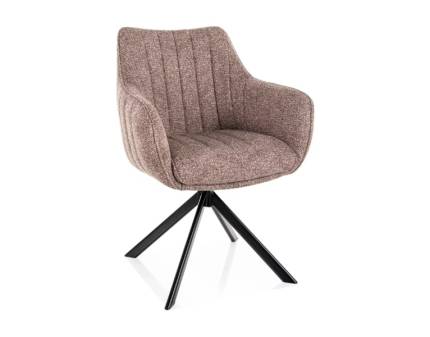 Scaun tapitat AZALIA LEO rotativ, material textil cappuccino 61x58xH86cm, picioare negre 