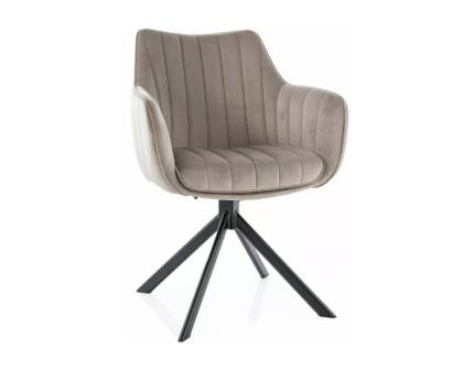 Scaun tapitat AZALIA VELVET rotativ, catifea beige 61x58xH86cm, picioare negre