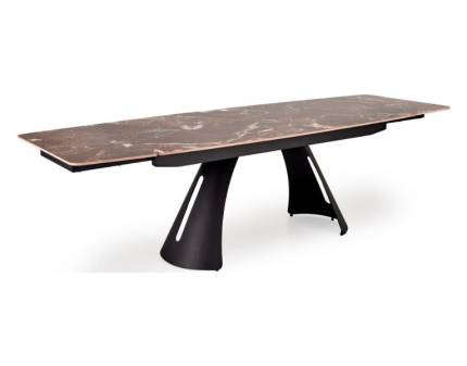 Masa extensibila MARVIN din otel sinterizat cu efect de marmura bordo, otel vopsit negru 180-260x95xH76cm