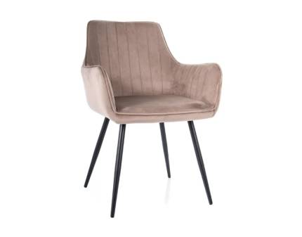  Scaun tapitat APPLE VELVET catifea beige 57x59xH85cm, picioare negre