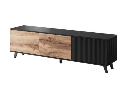 Comoda TV cu 3 usi RANDOM 180x47x40cm stejar/ negru