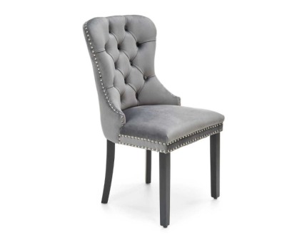 Scaun tapitat MIYA elegant, catifea grey 54x60xH100cm, picioare negre