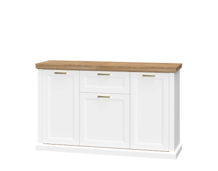 Comoda cu 3 usi si 1 sertar TARA WHITE 167x102x48cm alb mat/ nuc Pacific