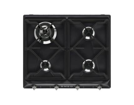 Plita incorporabila pe gaz Smeg Victoria SR964NGH, negru, 60 cm, Wok, fonta