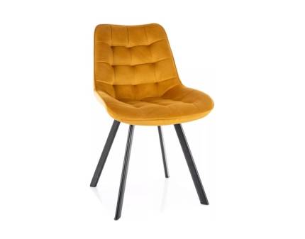 Scaun tapitat MONTI VELVET rotativ, catifea curry 51x60xH88cm, picioare negre