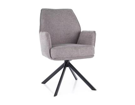 Scaun tapitat HUGO BREGO rotativ, material textil grey 58x60xH90cm, picioare negre