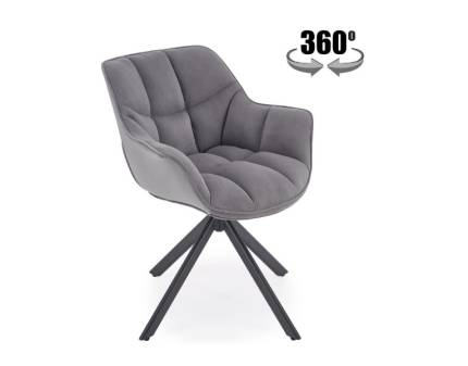 Scaun tapitat K610 rotativ, material textil grey 65x64xH79cm, picioare negre 