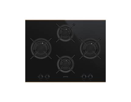 Plita incorporabila vitroceramica pe gaz Smeg Dolce Stil Novo PV664LCNR, 65 cm, negru