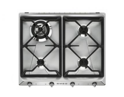Plita incorporabila pe gaz Smeg Victoria SR964XGH, inox, 60 cm, Wok, fonta