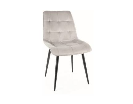 Scaun tapitat CHIC VELVET catifea light grey 50x58xH88cm, picioare negre