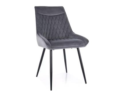 Scaun tapitat AGAT VELVET catifea grey 51x44xH88cm, picioare negre