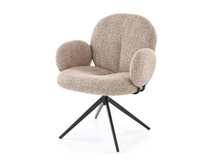 Scaun tapitat K568 rotativ, material textil beige 47x47xH83cm, picioare negre