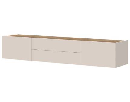 Comoda TV suspendata cu 2 usi si 2 sertare SKY 45 206x37x47cm casmir/ stejar tabac