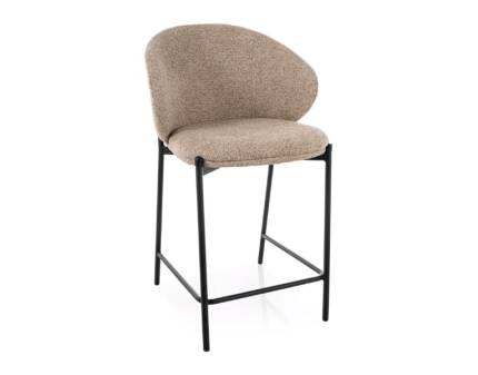 Scaun tapitat pentru bar KIOTO H-2 material textil beige 54x56xH90cm, picioare negre