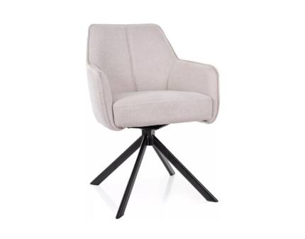 Scaun tapitat NOTTI BREGO rotativ, material textil cream 55x62xH83cm, picioare negre