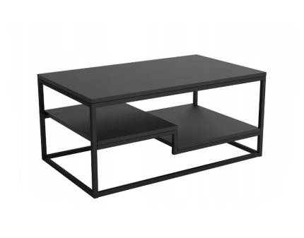 Masuta LETINO cu spatiu tip suport, PAL Egger, metal negru 100x60xH46cm