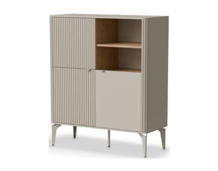 Comoda inalta BELUCI 97x116x40cm casmir/ stejar cremona, picioare metal casmir