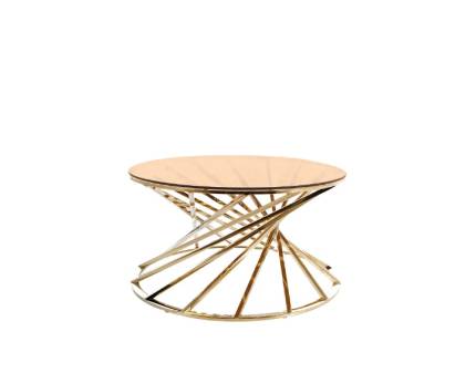 Masuta OTTAVIA A din sticla securizata chihilimbar, metal auriu 80xH43cm