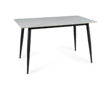 Masa RION din ceramica cu efect de marmura alba, metal negru 130x70xH76cm