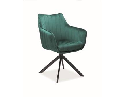 Scaun tapitat AZALIA VELVET rotativ, catifea green 61x58xH86cm, picioare negre