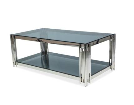 Masuta FOSSIL A din sticla securizata fumurie, metal crom 120x60xH40cm