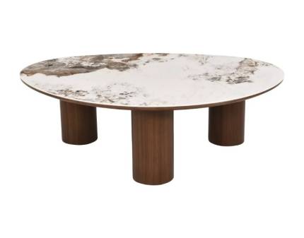 Masuta ADELIS NUT din MDF si ceramica PANDORO WHITE 110x80xH35cm