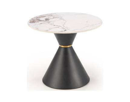 Masuta GORETTI S din otel sinterizat cu efect de marmura alba, auriu/ negru 60xH51cm