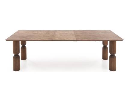 Masa extensibila MELTON din MDF si furnir natural nuc deschis, lemn masiv fag 200-300x101xH76cm