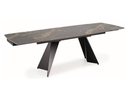 Masa extensibila ARMANI din marmura neagra, metal negru 165-241x90xH77cm