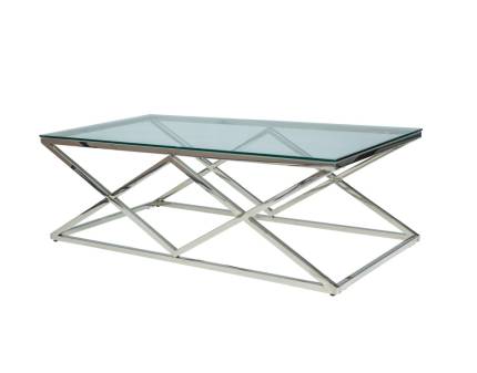 Masuta ZEGNA A din sticla transparenta, metal crom 120x60xH40cm