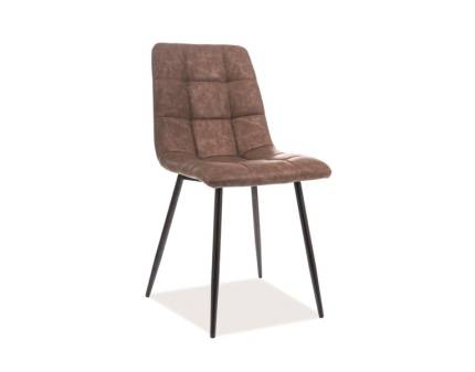 Scaun tapitat LOOK ecopiele brown 45x38xH88cm, picioare negre