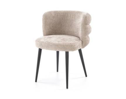 Scaun tapitat K575 material textil-plusat beige 62x64xH79cm, picioare negre 