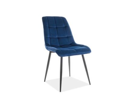 Scaun tapitat CHIC VELVET catifea blue 50x58xH88cm, picioare negre