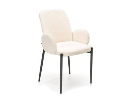 Scaun tapitat K477 material plusat cream 58x58xH89cm, picioare negre 